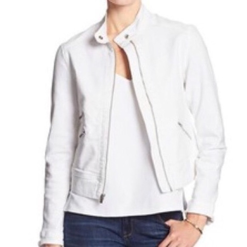 EUC Banana Republic White Denim Moto Jacket